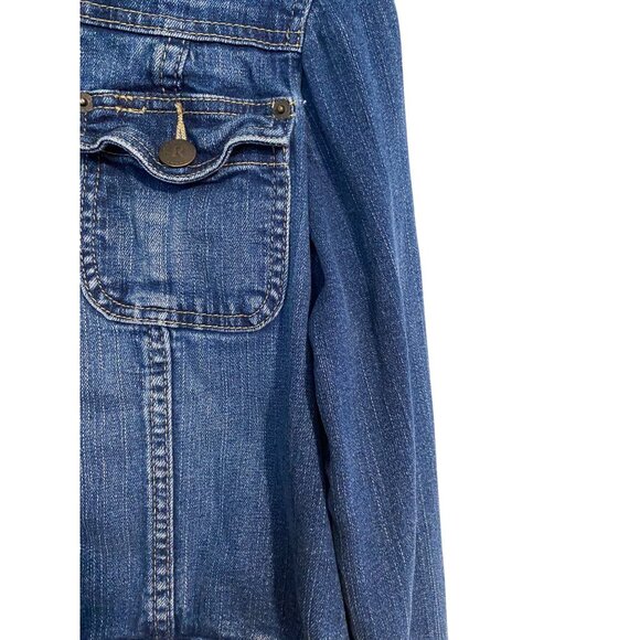 Rafaella Womens Denim Jacket Size 12 Stretch Button-Up Y2K Casual Cowgirl Grunge - Picture 11 of 11